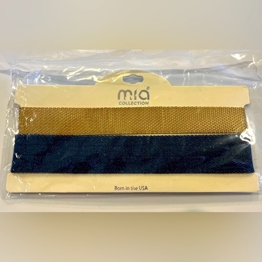 MIA collection Gold mesh and Blue jean chocker Set 
NWT jewelry necklace dressup